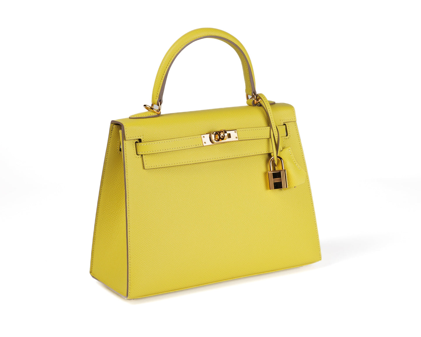 Hermes 25cm Lime Yellow Epsom Sellier Kelly w/ Gold Hardware