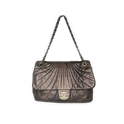 Chanel Paris-Shanghai Quilted Fan Flap Bag Metallic Lambskin