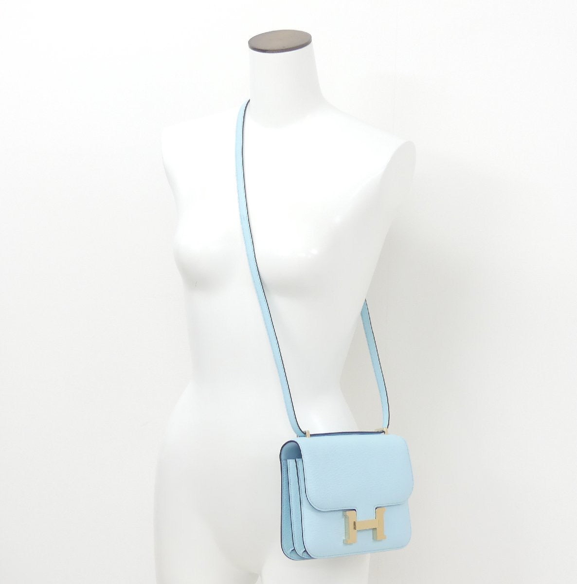 Hermes Constance mini III mirror bag blue sunseal chèvre perms brass hardware