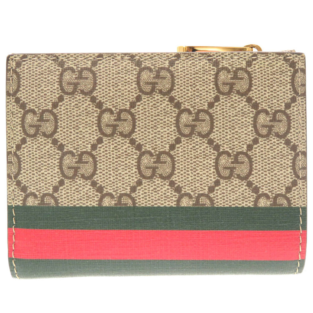 GUCCI Bifold Wallet 736758 GG Supreme, Leather beige Compact Wallet Animal Print Women Used