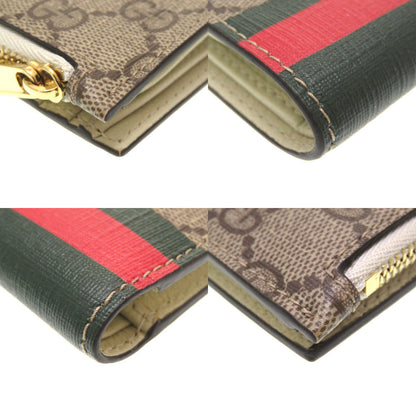 GUCCI Bifold Wallet 736758 GG Supreme, Leather beige Compact Wallet Animal Print Women Used