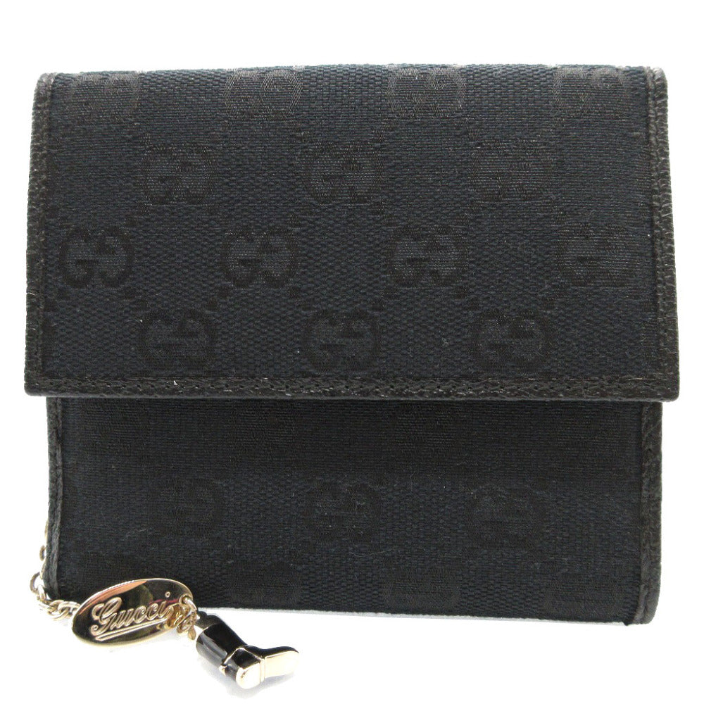 GUCCI Bifold Wallet 154182 GG canvas, leather black W Hook Wallet  Women Used