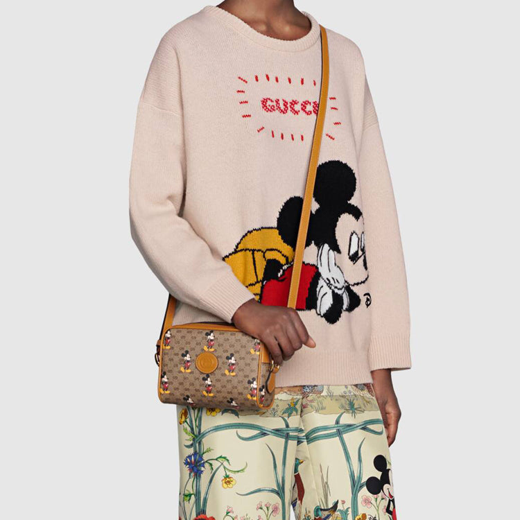 (WMNS) GUCCI x Disney Mickey Prints Single Shoulder Bag Light Brown 602536-HWUBM-8559