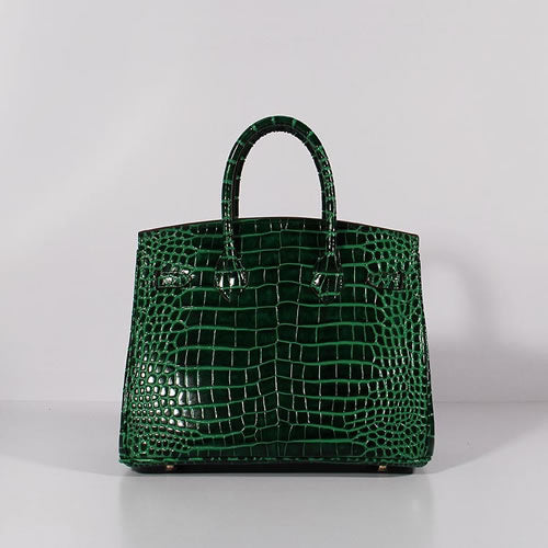 Hermes Birkin 30cm Crocodile Leather Bag With Strap Green Gold