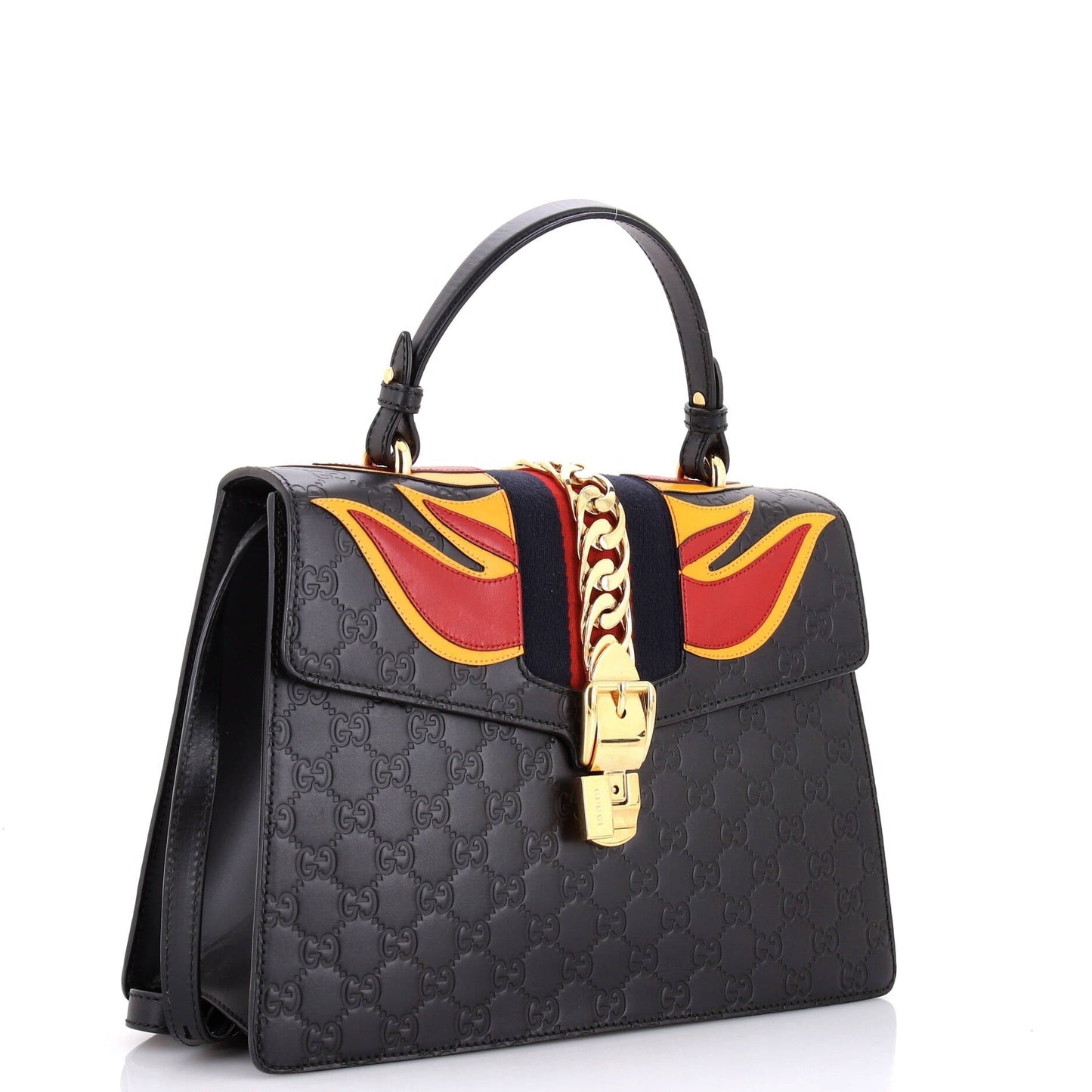 Sylvie Top Handle Bag Guccissima Leather with Applique Medium