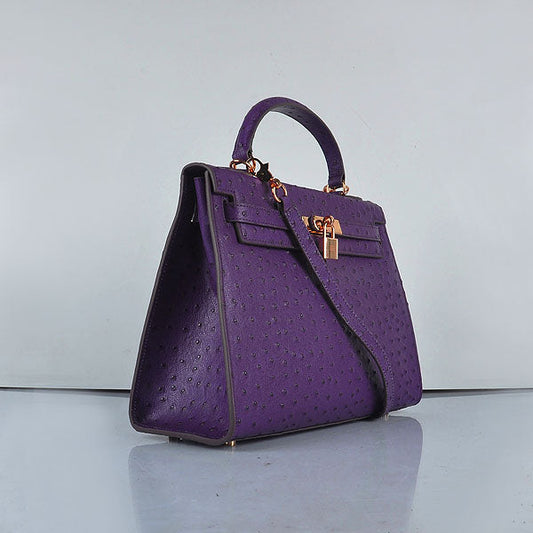 Hermes Kelly 32cm Ostrich Vein 6108 Purple Golden