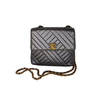 Chanel Vintage Chevron Quilted Square Flap Bag