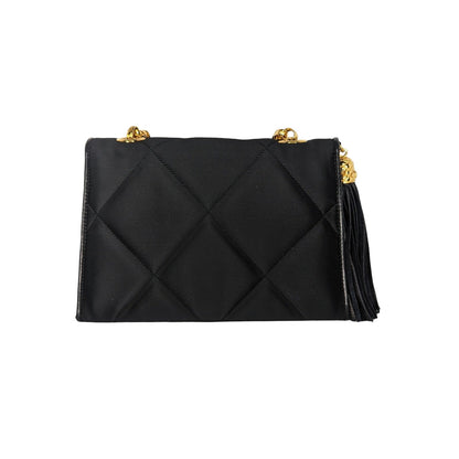 Chanel Vintage Satin Quilted CC Tassel Flap Bag