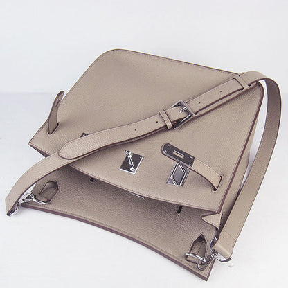 Hermes Leather Shoulder bag H6508 grey silver