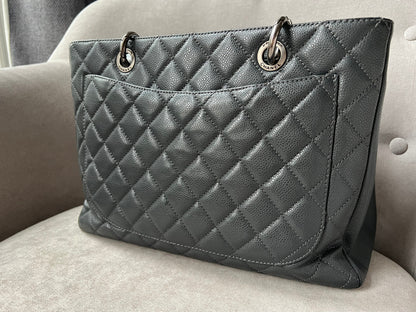 Chanel Grey Caviar Grand Shopper Tote (GST) Silver Hardware