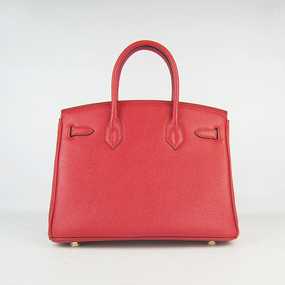 Hermes Birkin 30cm Togo Leather Handbags Red Golden