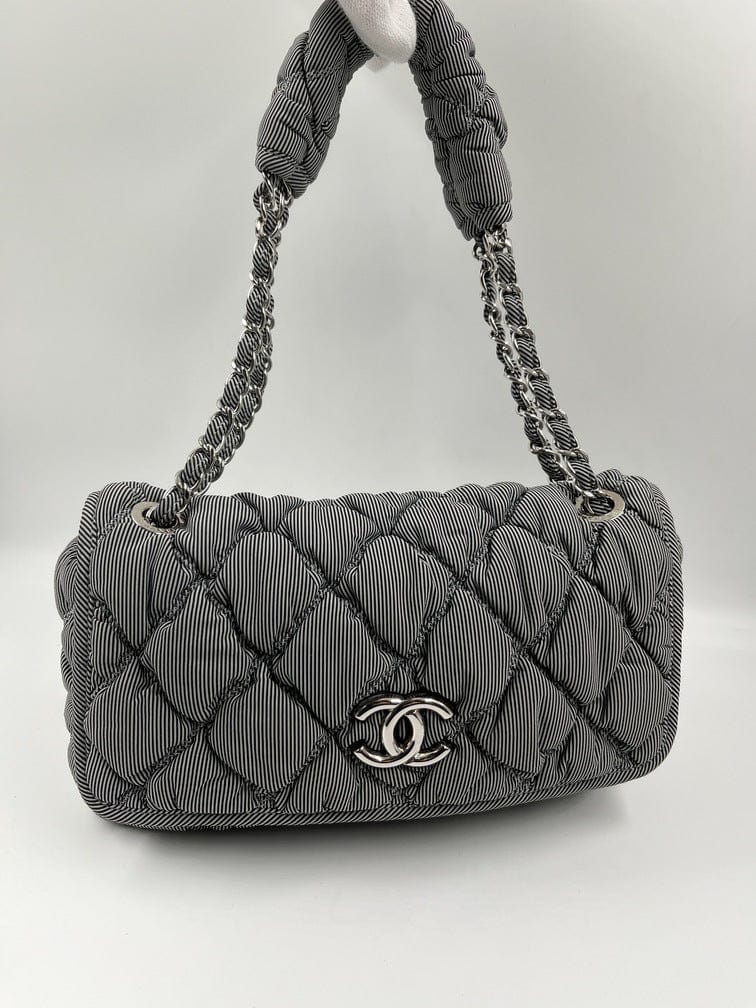 Chanel Striped Bubble Quilted Shoulder Bag