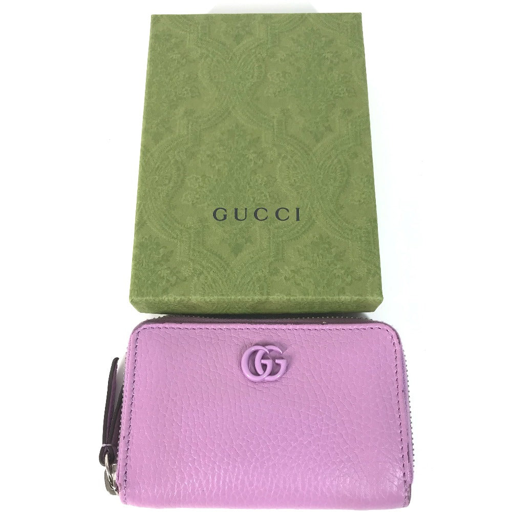 GUCCI Coin case 644412 leather Light purple Double G zip around wallet Women Used