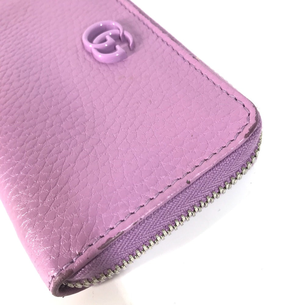 GUCCI Coin case 644412 leather Light purple Double G zip around wallet Women Used