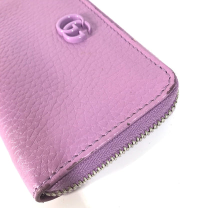 GUCCI Coin case 644412 leather Light purple Double G zip around wallet Women Used