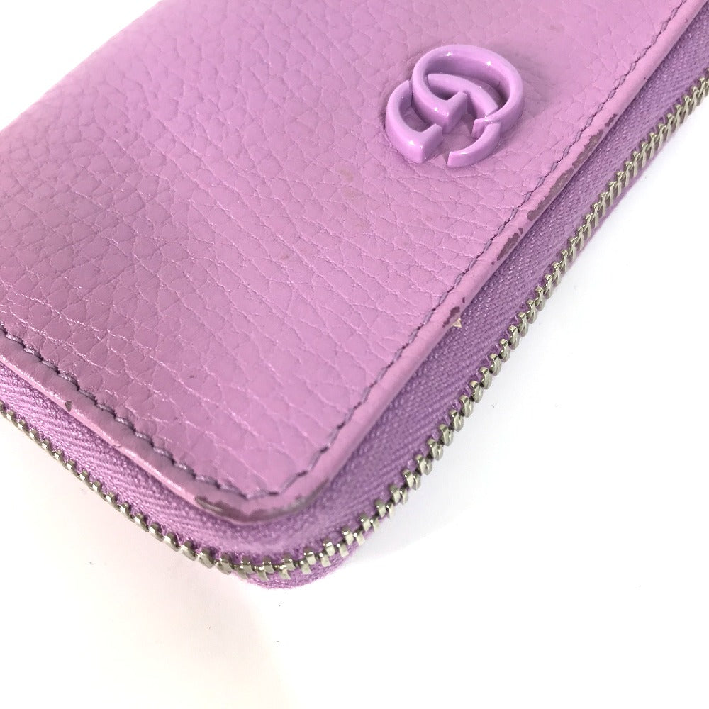 GUCCI Coin case 644412 leather Light purple Double G zip around wallet Women Used