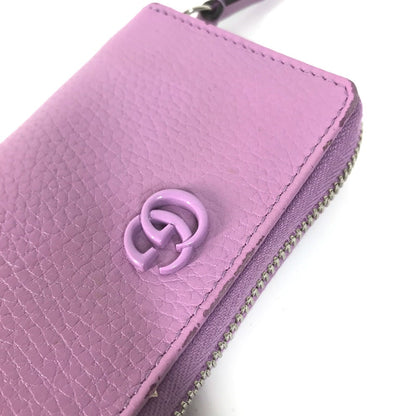 GUCCI Coin case 644412 leather Light purple Double G zip around wallet Women Used