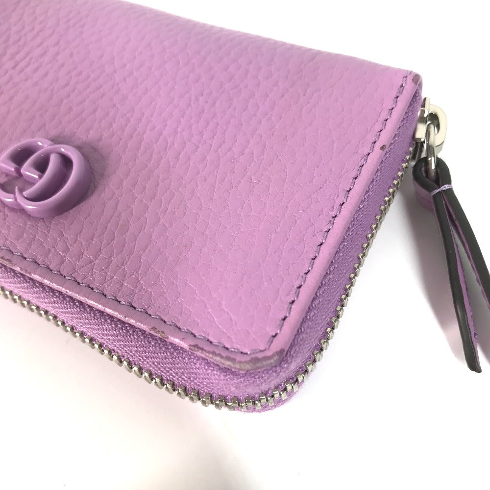 GUCCI Coin case 644412 leather Light purple Double G zip around wallet Women Used