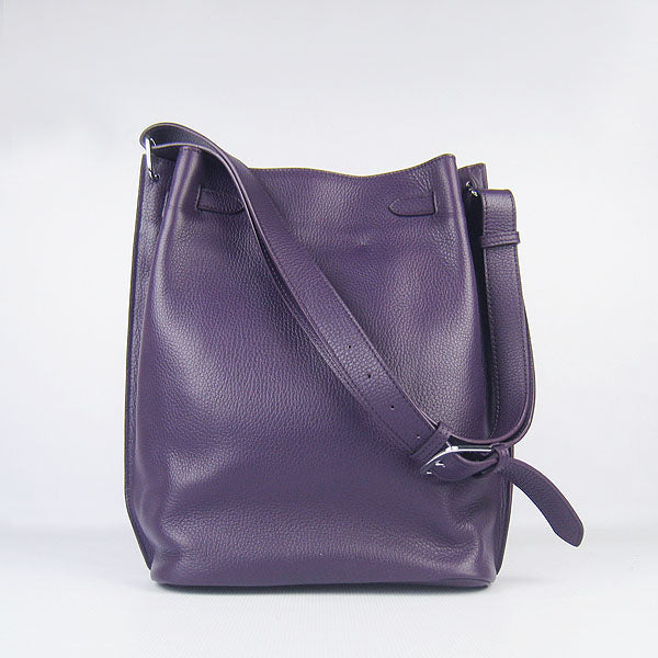 Hermes Nappa Leather Shoulder Bag H2804 purple Silver