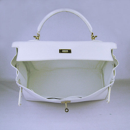 Hermes Kelly 35cm Togo Leather HandBag White/Golden