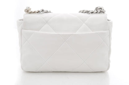 Chanel 19 White Puff Quilted Lambskin HandBag