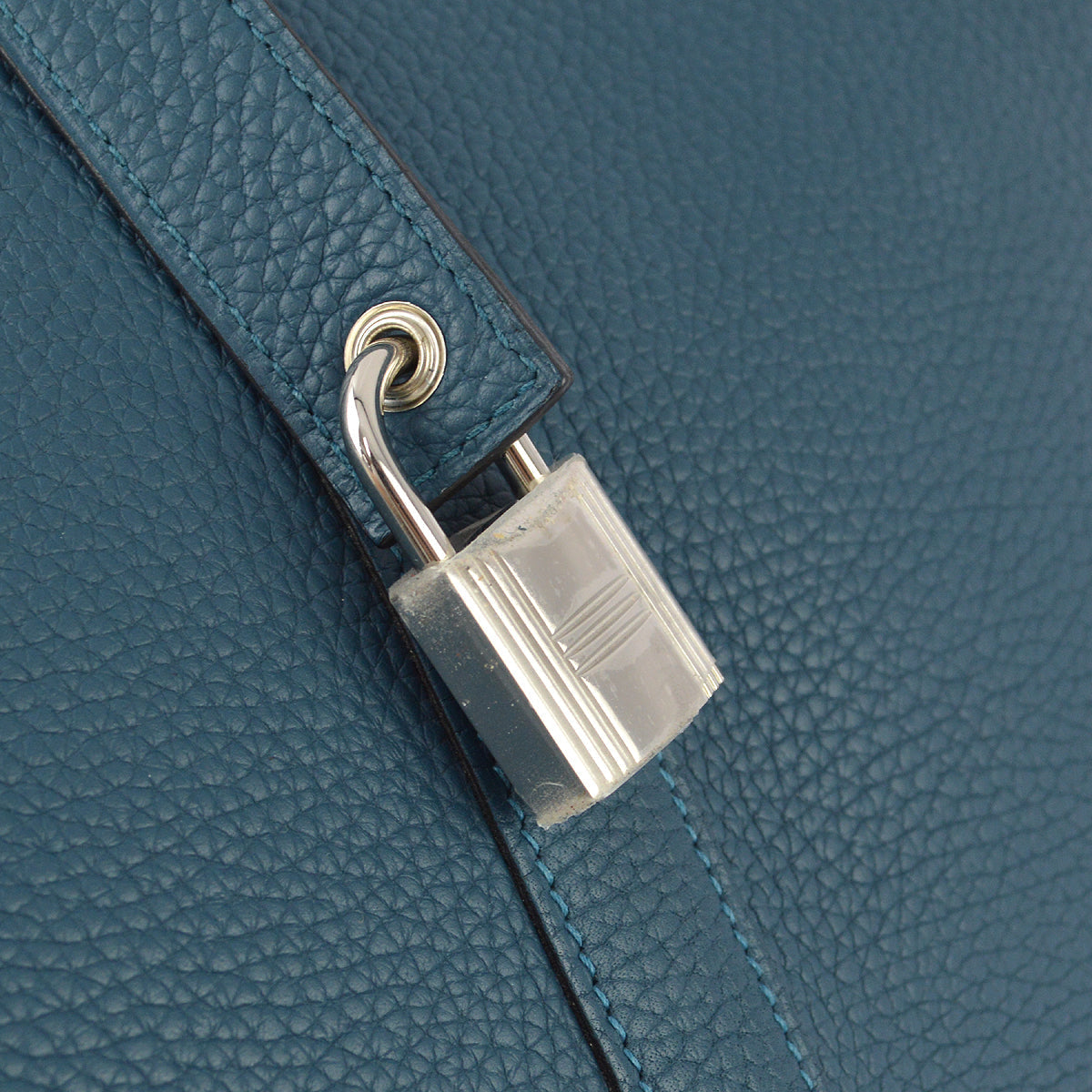 Hermes Blue Taurillon Clemence Picotin Lock TGM Handbag