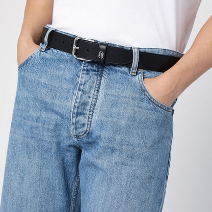 Gucci Black Leather Belt With Gg Crossover Detail Men