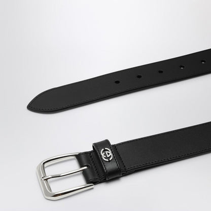 Gucci Black Leather Belt With Gg Crossover Detail Men