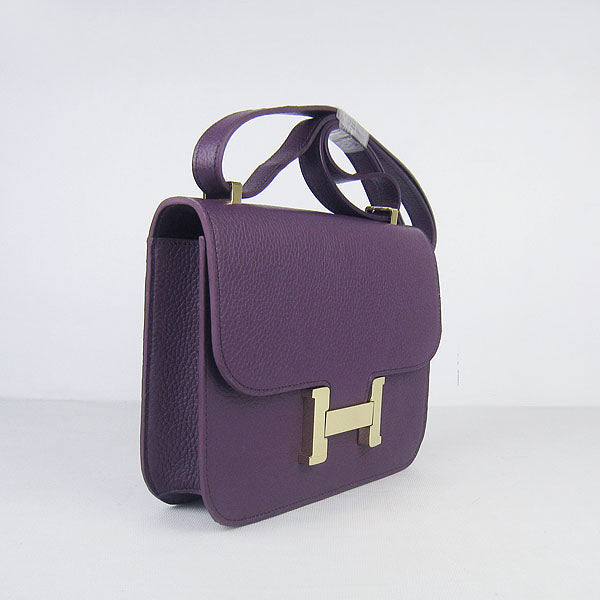 Hermes Constance Cowskin Leather Bag H017 purple golden