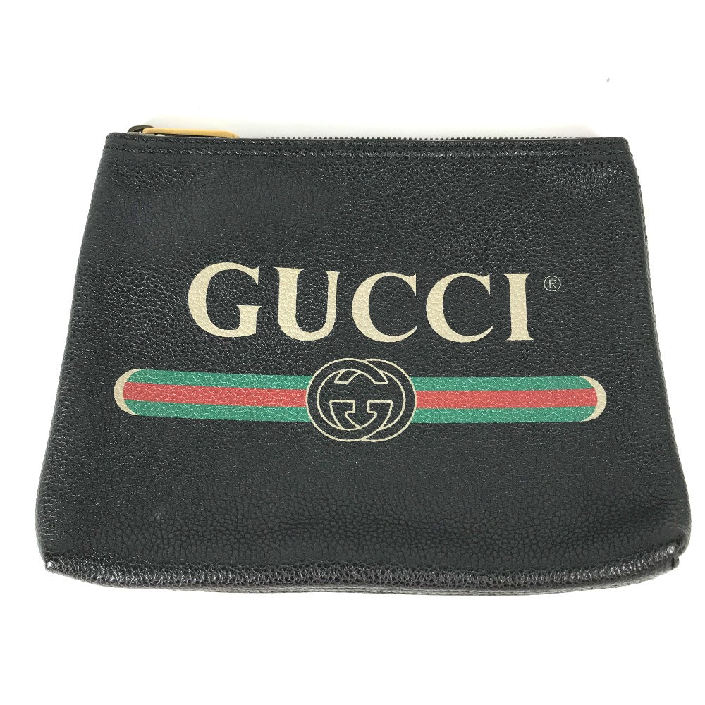 GUCCI Clutch bag 495665 leather black logo Women Secondhand