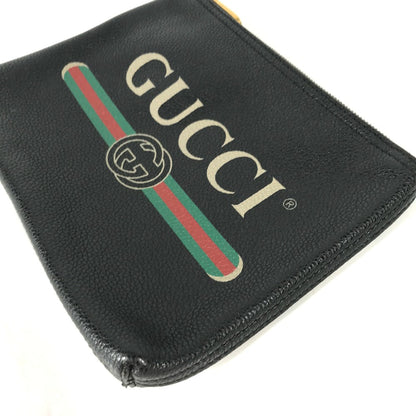 GUCCI Clutch bag 495665 leather black logo Women Secondhand