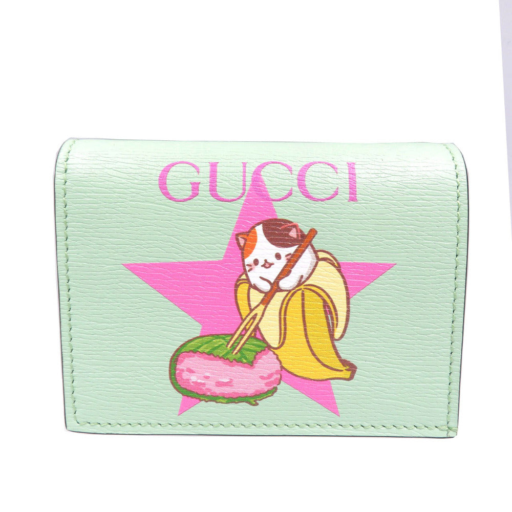 GUCCI Bifold Wallet 701009 leather Emerald Bananya Women Used