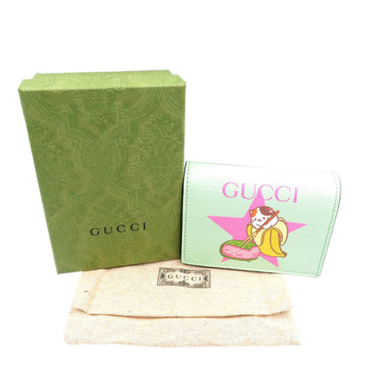 GUCCI Bifold Wallet 701009 leather Emerald Bananya Women Used