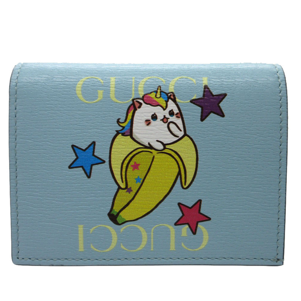 GUCCI Bifold Wallet 701009 leather blue bananya banana Women Used