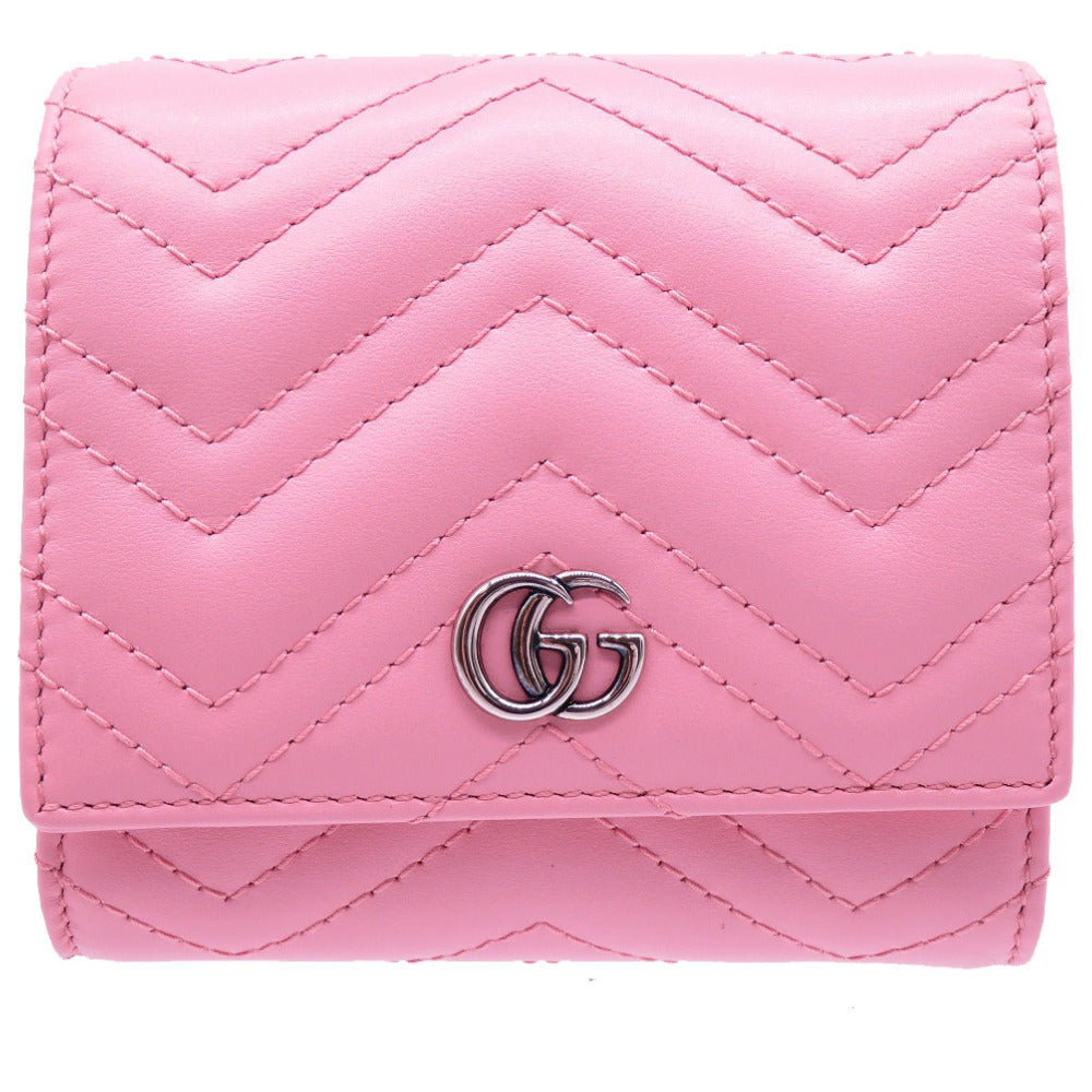 GUCCI Bifold Wallet 598629 leather pink Compact wallet GG Marmont Women Used