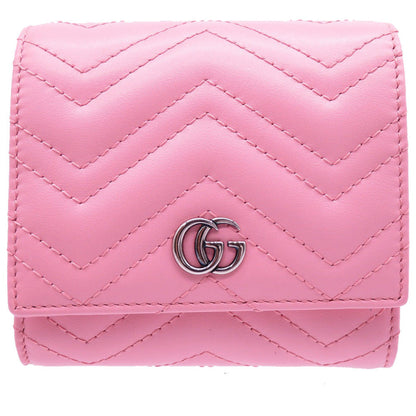 GUCCI Bifold Wallet 598629 leather pink Compact wallet GG Marmont Women Used