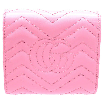 GUCCI Bifold Wallet 598629 leather pink Compact wallet GG Marmont Women Used