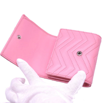 GUCCI Bifold Wallet 598629 leather pink Compact wallet GG Marmont Women Used