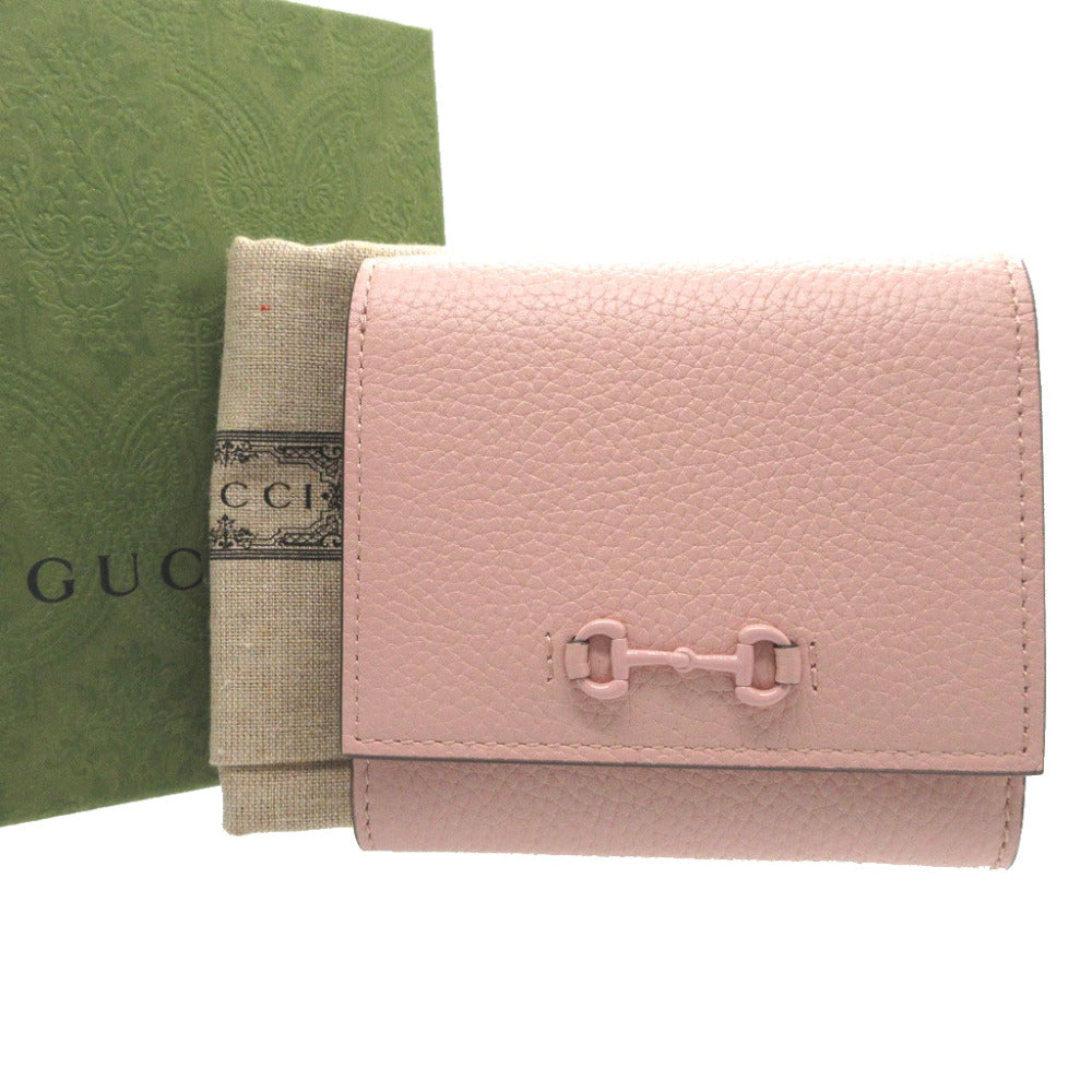 GUCCI Bifold Wallet 745981 leather pink Compact wallet Horsebit Women Used