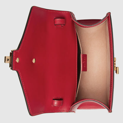 Gucci SyLouis Vuittonie Leather Mini Top Handle Hibiscus Red Bag