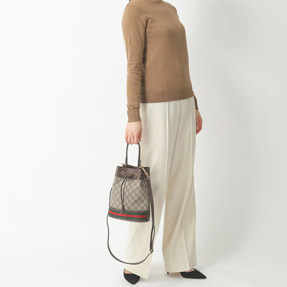 (WMNS) GUCCI Ophidia Logo Stripe Webbing Canvas Drawstring handbag Small / Brown Classic 550621-96I3B-8745