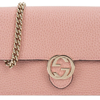 (WMNS) GUCCI Logo Double G Leather WOC Chain Shoulder Messenger Bag Pink Classic 510314-CAO0G-5806