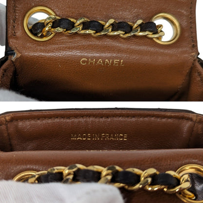 Chanel Vintage Brown Lambskin Quilted Micro Mini Flap Belt Bag Charm