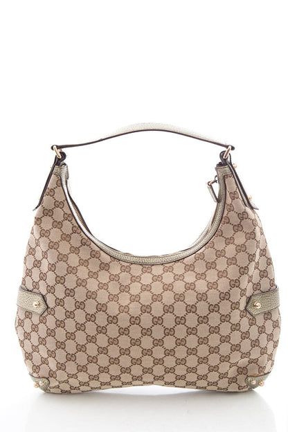 Gucci Brown Jackie O Horsebit Canvas HandBag