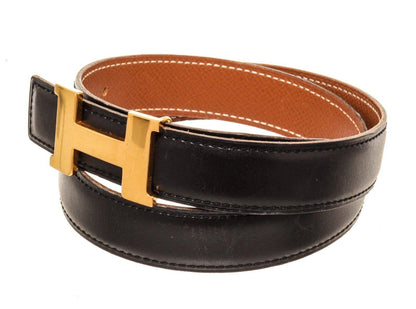 Hermes Black Leather H Belt