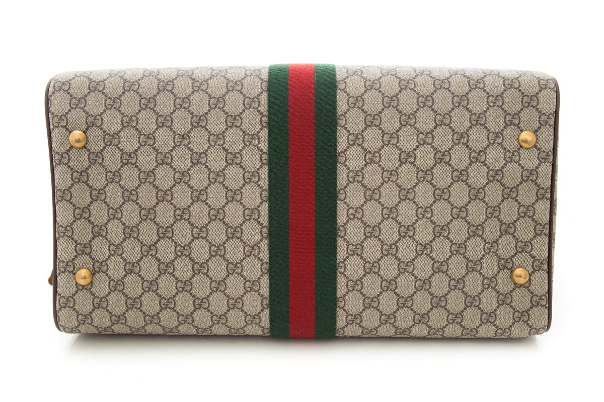 Gucci Brown Canvas  Monogram Duffle Bag