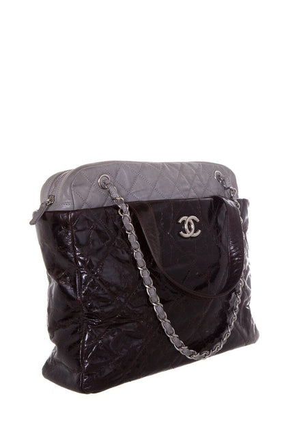 Chanel Dark Brown & Grey Glazed Calfskin Portobello Tote