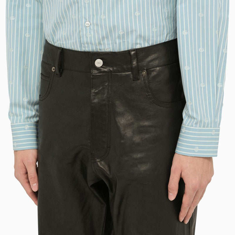 Gucci Black Leather Five-Pocket Trousers Men