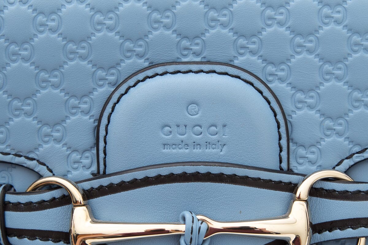 Gucci Blue Emily Chain Flap Bag MicroGuccissima Leather HandBag