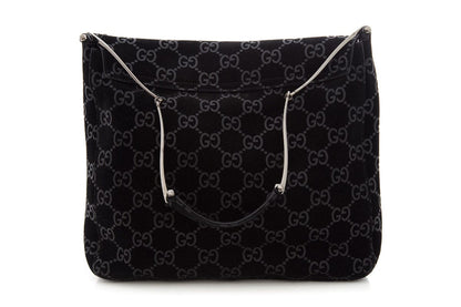 Gucci Black Monogram Suede HandBag